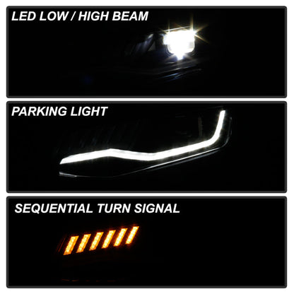 Spyder Chevy Camaro 16-18 Halogen Model Full LED Headlights Black PRO-YD-CCAM16HALAP-SEQ-BK 5087317