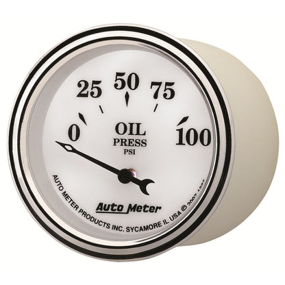 AutoMeter Gauge Oil Press 2-1/16in. 100PSI Elec Old Tyme White II 1227