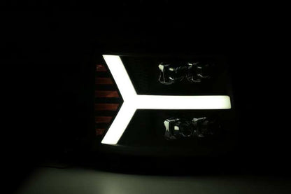 AlphaRex 07-13 Chevy 1500HD NOVA LED Proj Headlights Plank Style Gloss Blk w/Activ Light/Seq Signal 880208 *Discontinued