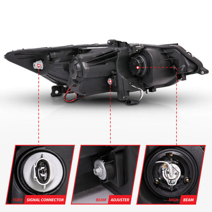Anzo 2009-2012 Acura Tsx Projector Headlights w/ Halo Black (CCFL)