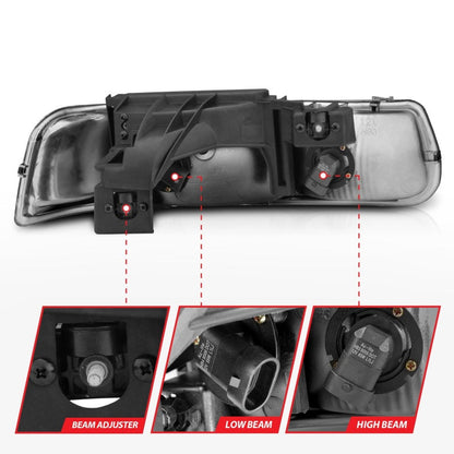 Anzo 1999-2002 Chevrolet Silverado 1500 Crystal Headlights Chrome