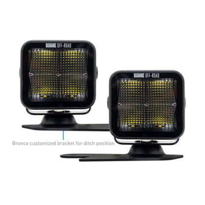 Borne Off-Road 21+ Bronco Light Pods 2pc Ditch 3x3 Spot Upfit BNLT-BR-21-DT2SU