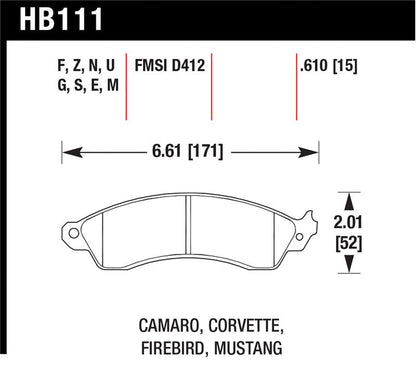 Hawk 94-04 Mustang Cobra / 88-95 Corvette 5.7L / 88-92 Camaro w/ HD Brakes Front Performance Ceramic