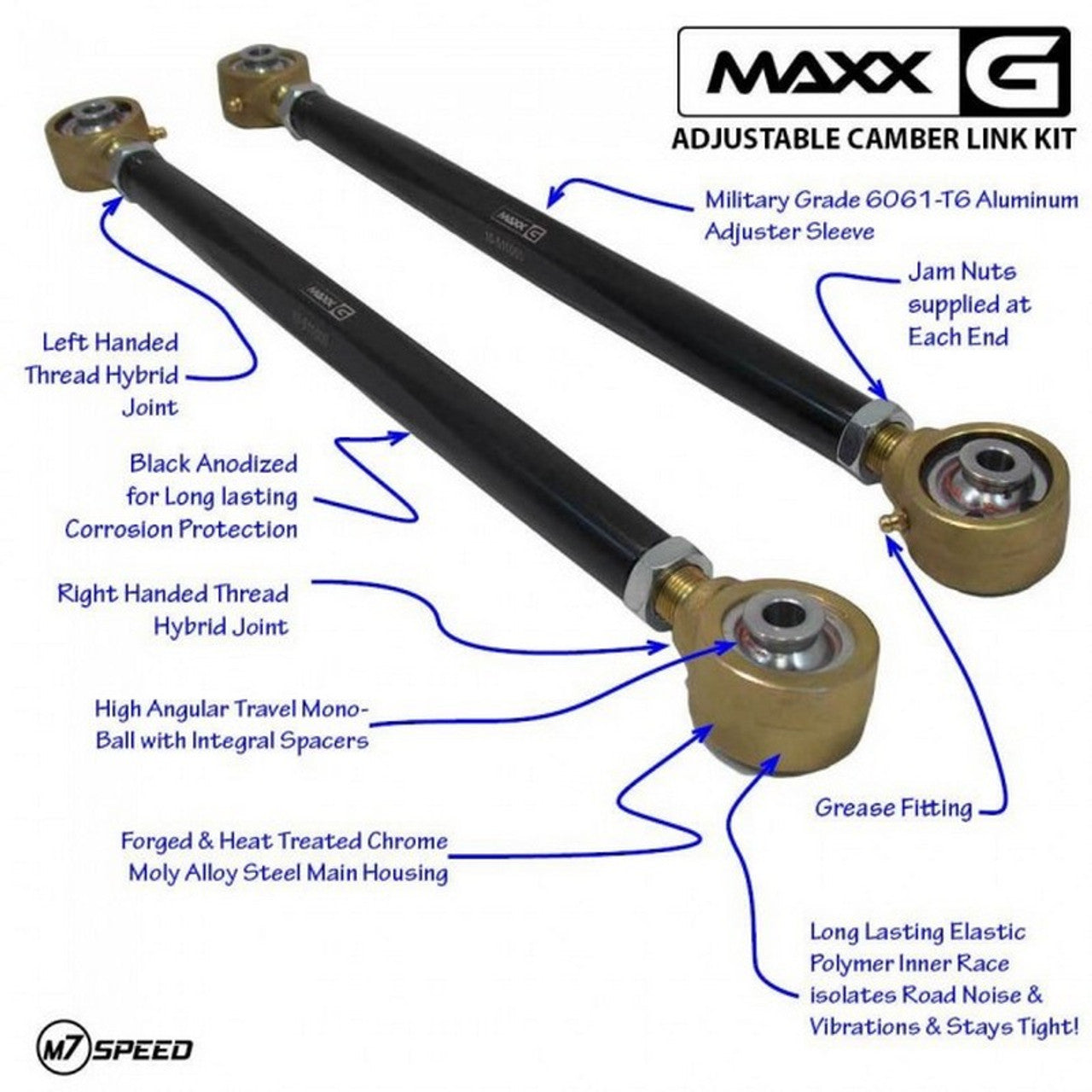 MAXX-G Adjustable Camber Links | Hybrid Polymer-MonoBall | 2 Link Kit
