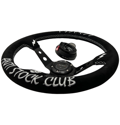 Suede Steering Wheel + Short Hub Adapter Kit For Acura Honda Accord Civic CR-Z