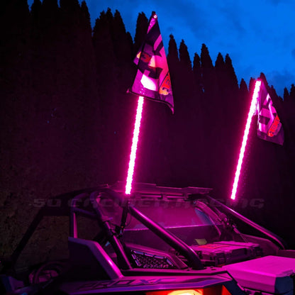 PAIR of 50 Cal Spiral LED Lighted Whips with Bluetooth App Control