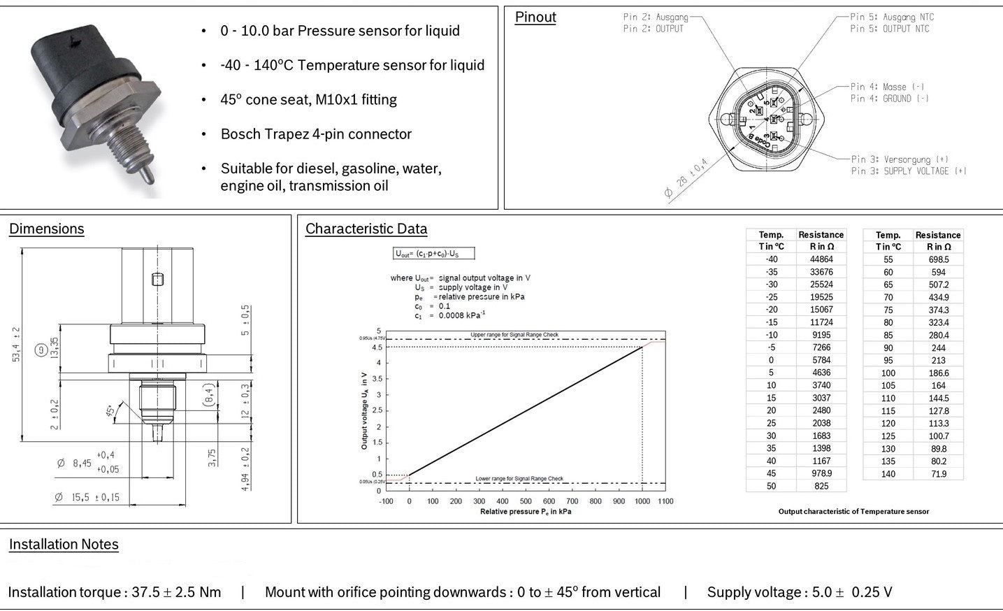 LINK ECU - Combined Pressure and Temperature Sensor (CPTS)