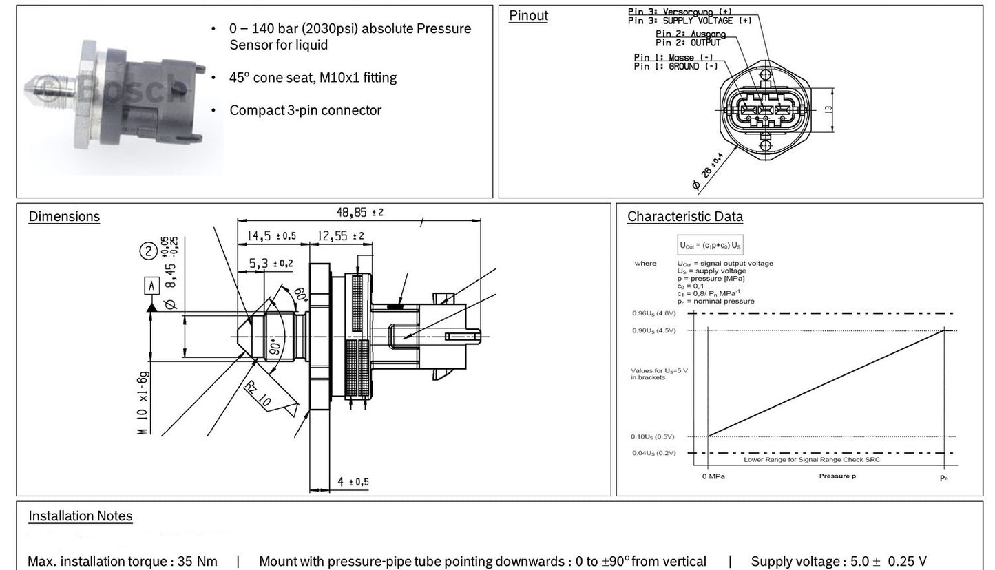 LINK ECU - 140 Bar Pressure Sensor (HPS)