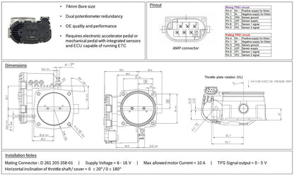LINK ECU - Electronic Throttle Body Kit - 74mm (ETB74)