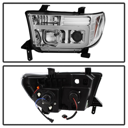 Spyder 07-13 Toyota Tundra V2 Light Bar DRL Projector Headlights - Chrome (PRO-YD-TTU07V2-LB-C) 5084651
