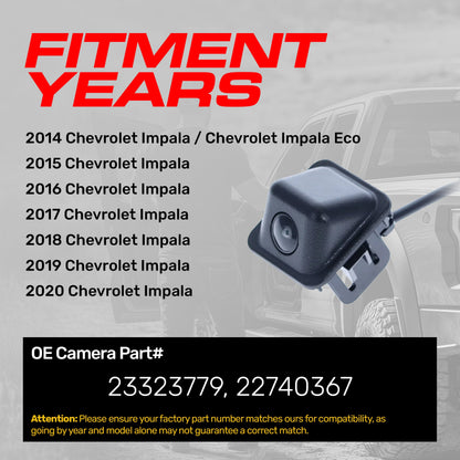 Chevrolet Impala (2014-2020), Impala Eco (2014) OEM Replacement Backup Camera OE Part # 23323779, 22740367