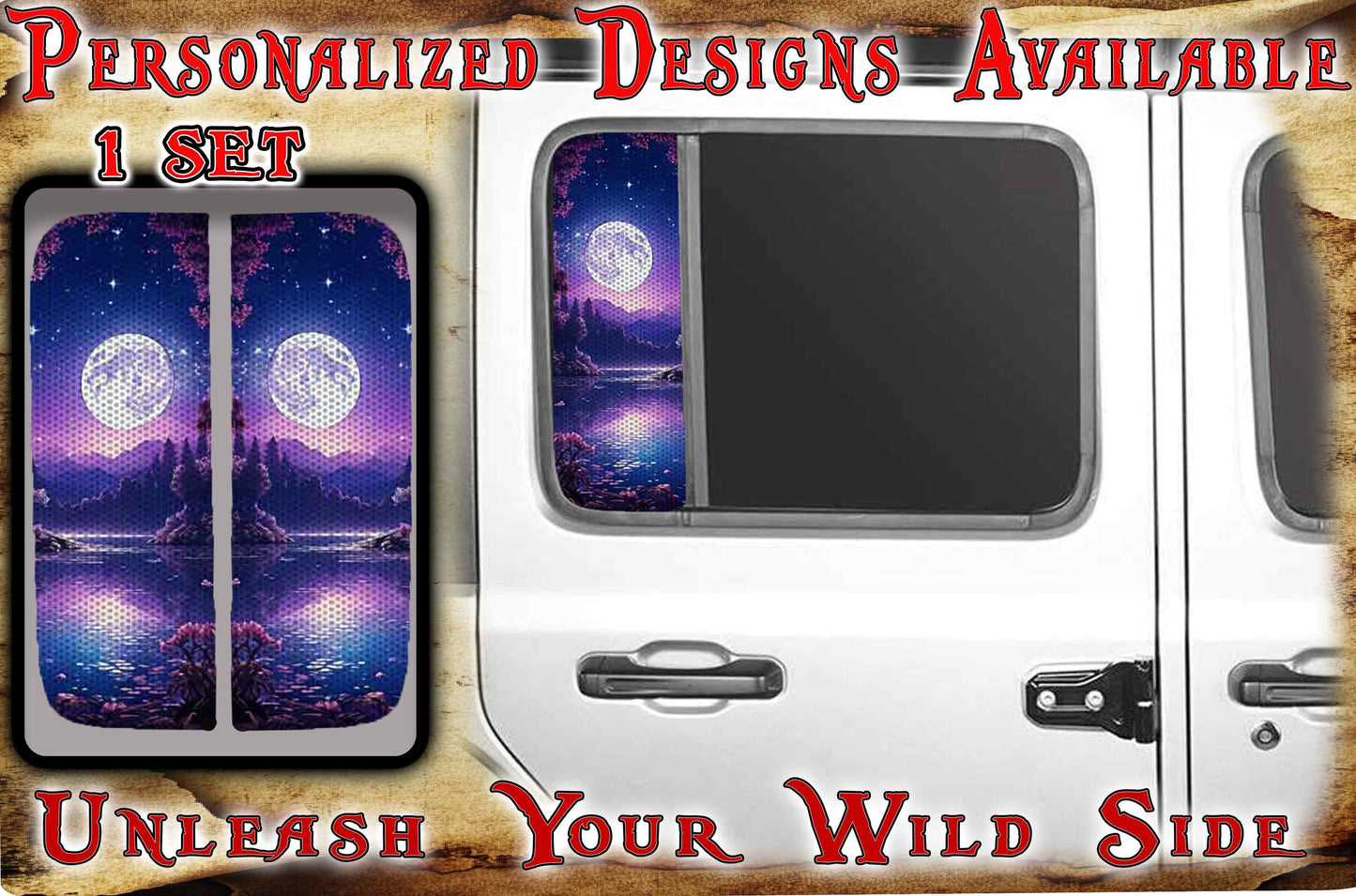Side door window decal purple moon 198