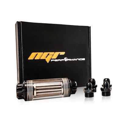 NGR Fuel Filter (Drag Edition) Clear, 40 Micron 200GPH, 8AN-10AN