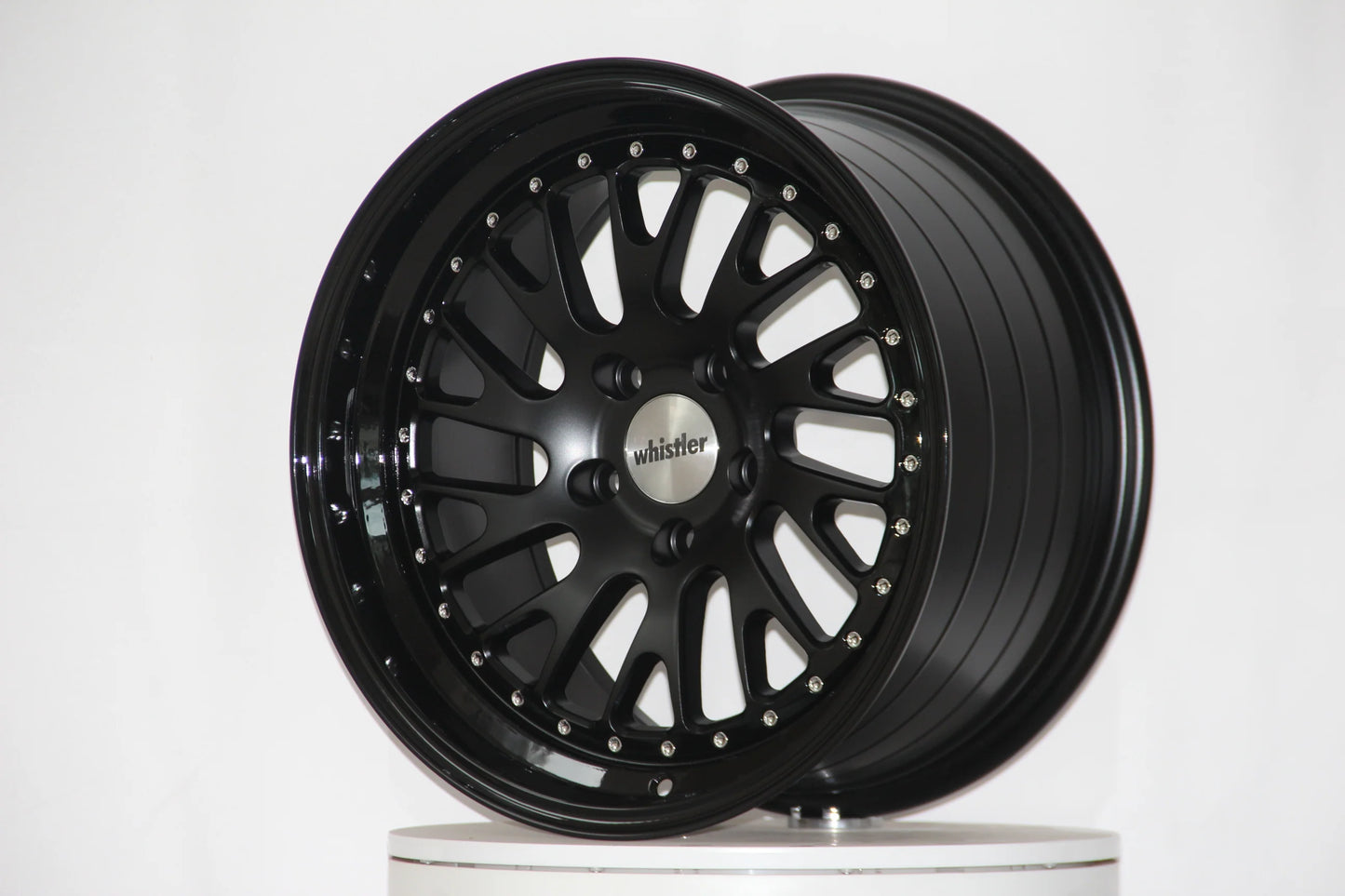 Whistler SK1-T Satin Black Face / Gloss Black Lip Wheels – Set of 4