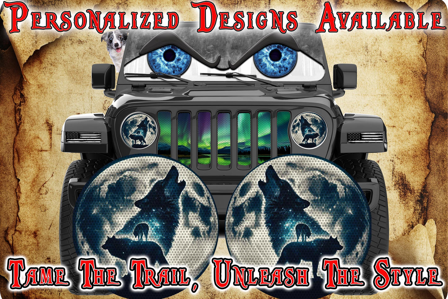 wolf and Moon headlight decal 105