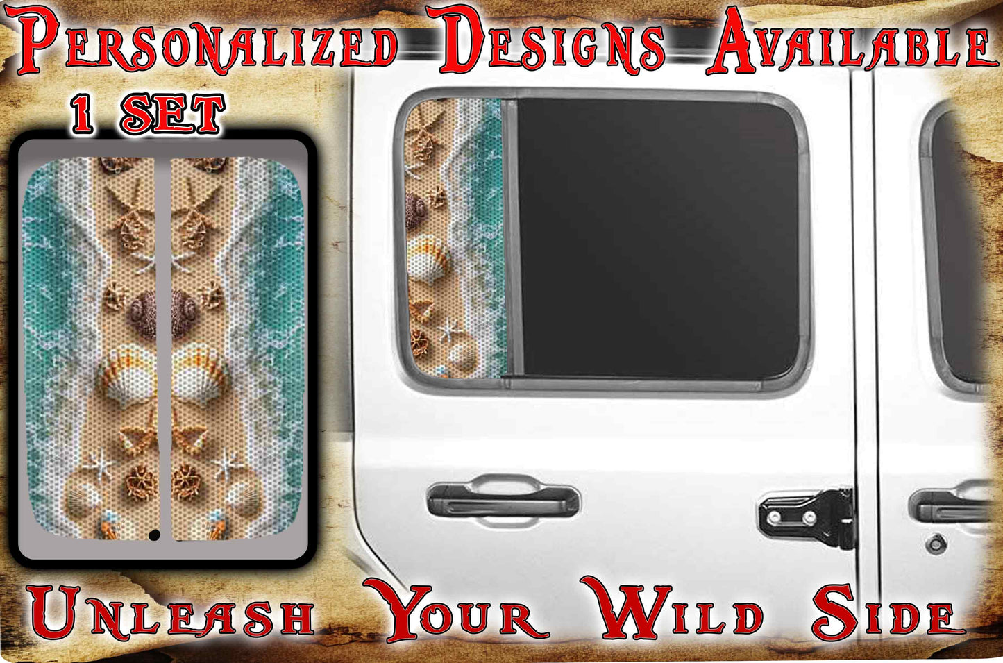 Side door window decal sea shells 196