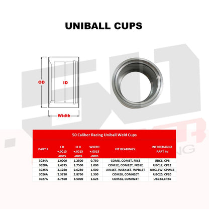 Chromoly Uniball Cups with Snap Ring