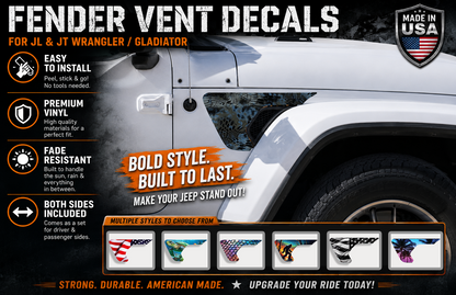 Kryptek black fender vent for the JL or JT 2018 or newer 109