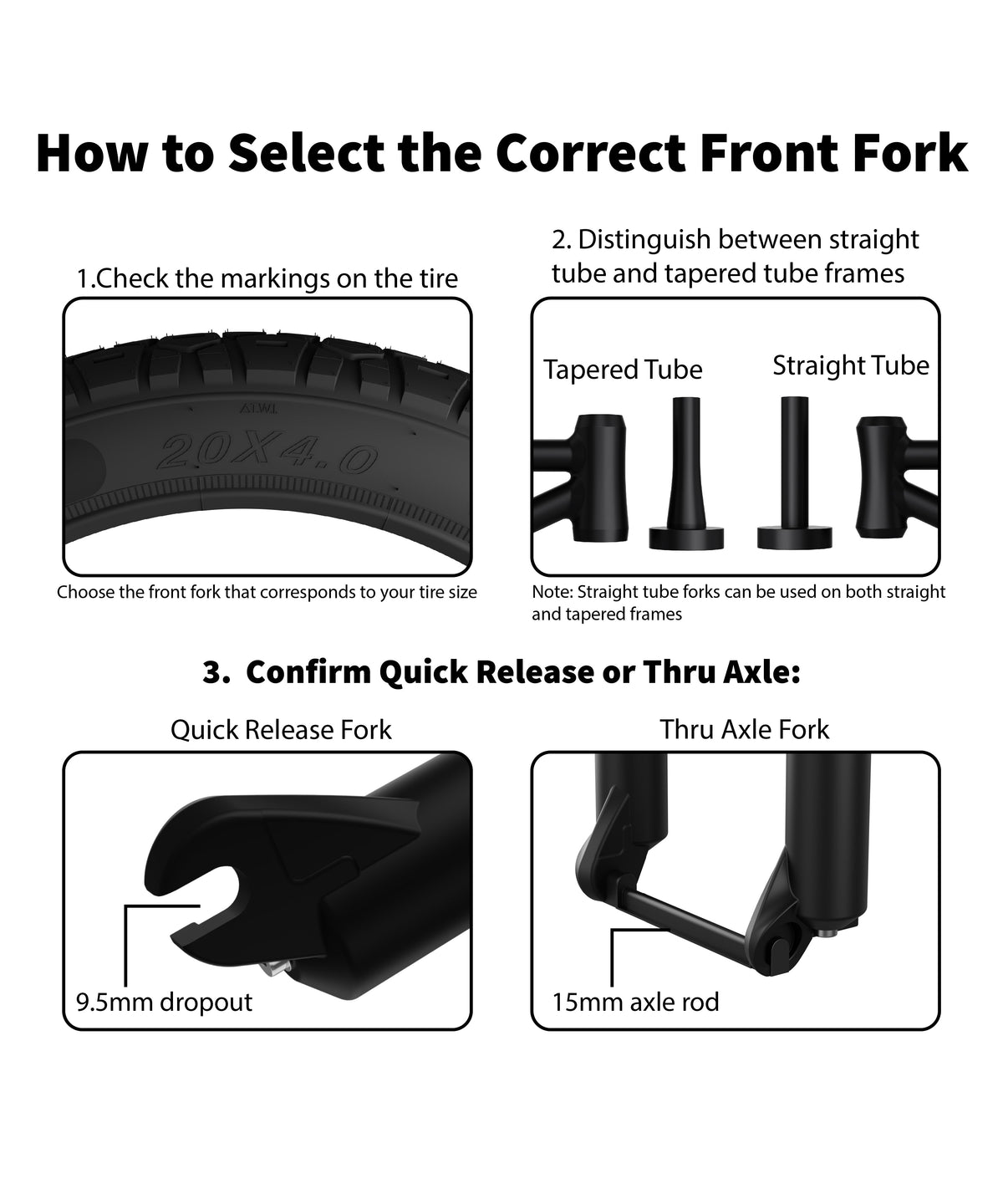20" x 4.0" Suspension Air Fork for Super73 SG/S1/S2/S Adventure Series