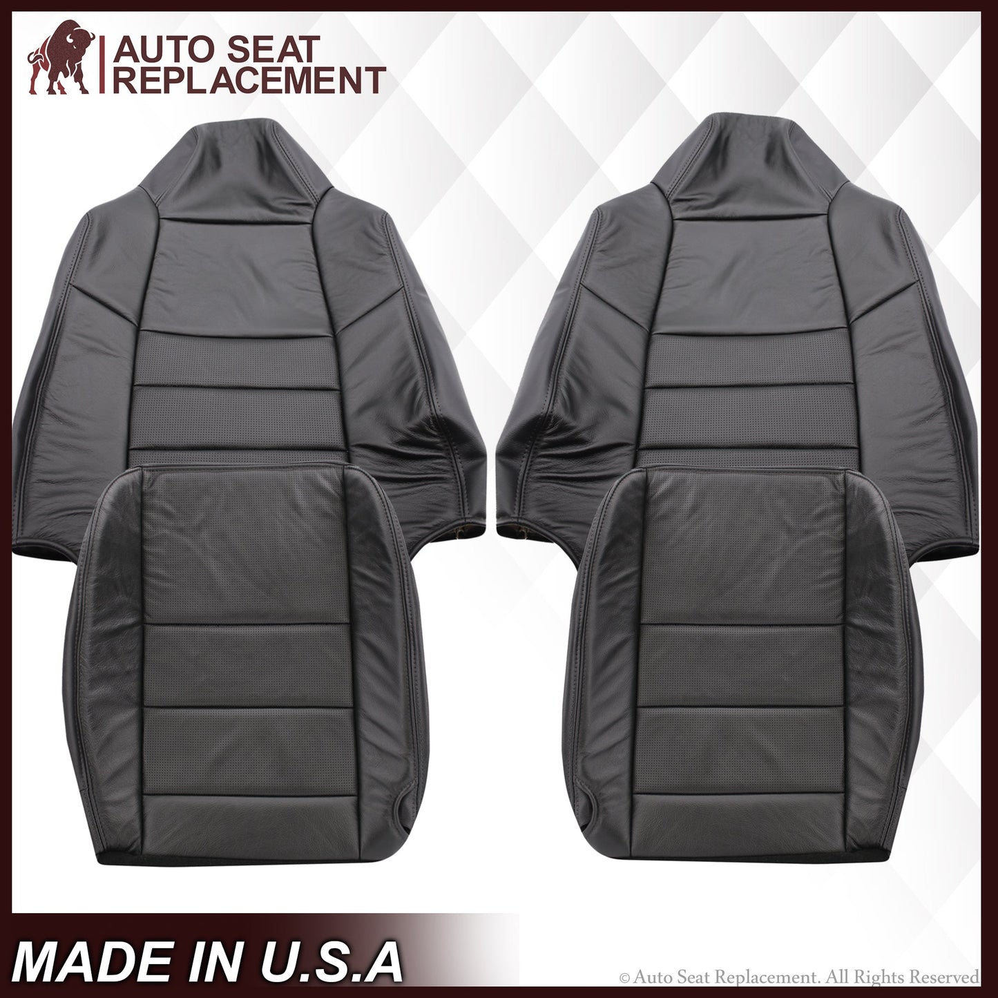 2002-2007 Ford F-250/F-350 Lariat Seat Cover in Black with Perforated Inserts: Choose From Variants