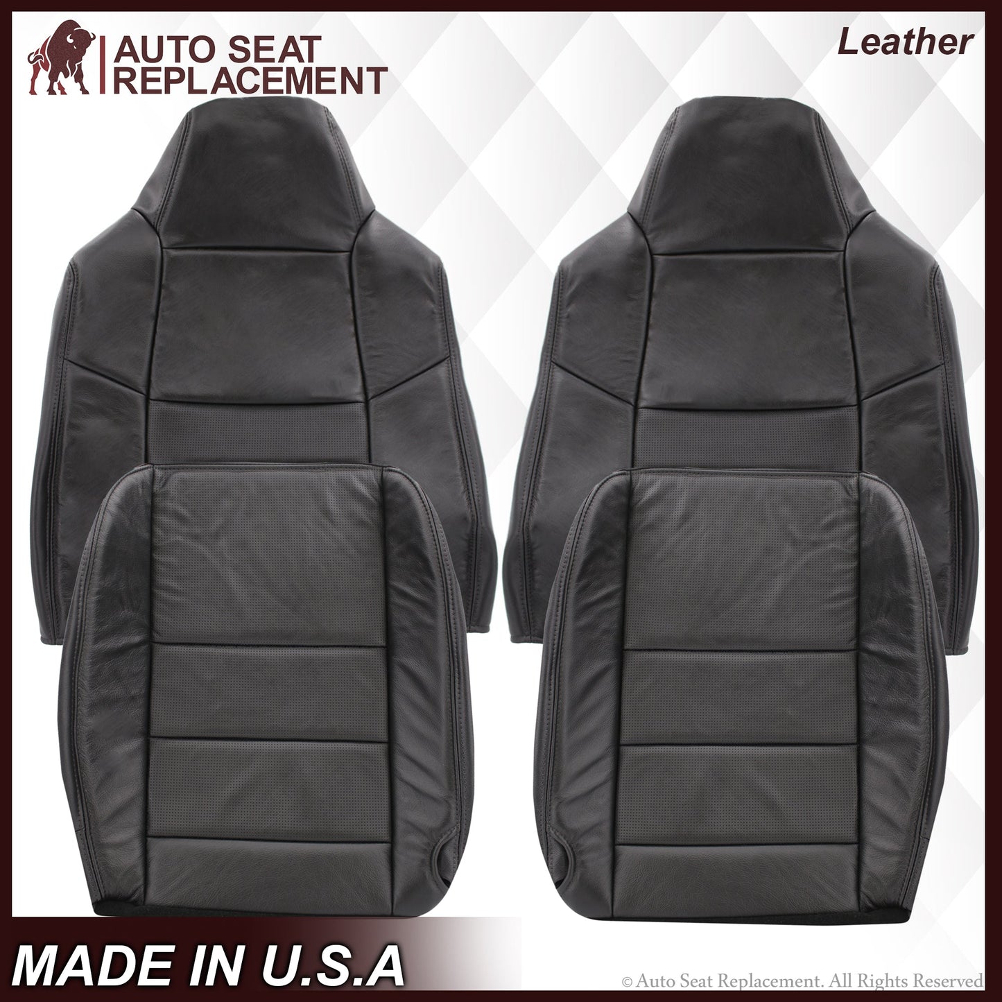 2002-2007 Ford F-250/F-350 Lariat Seat Cover in Black with Perforated Inserts: Choose From Variants