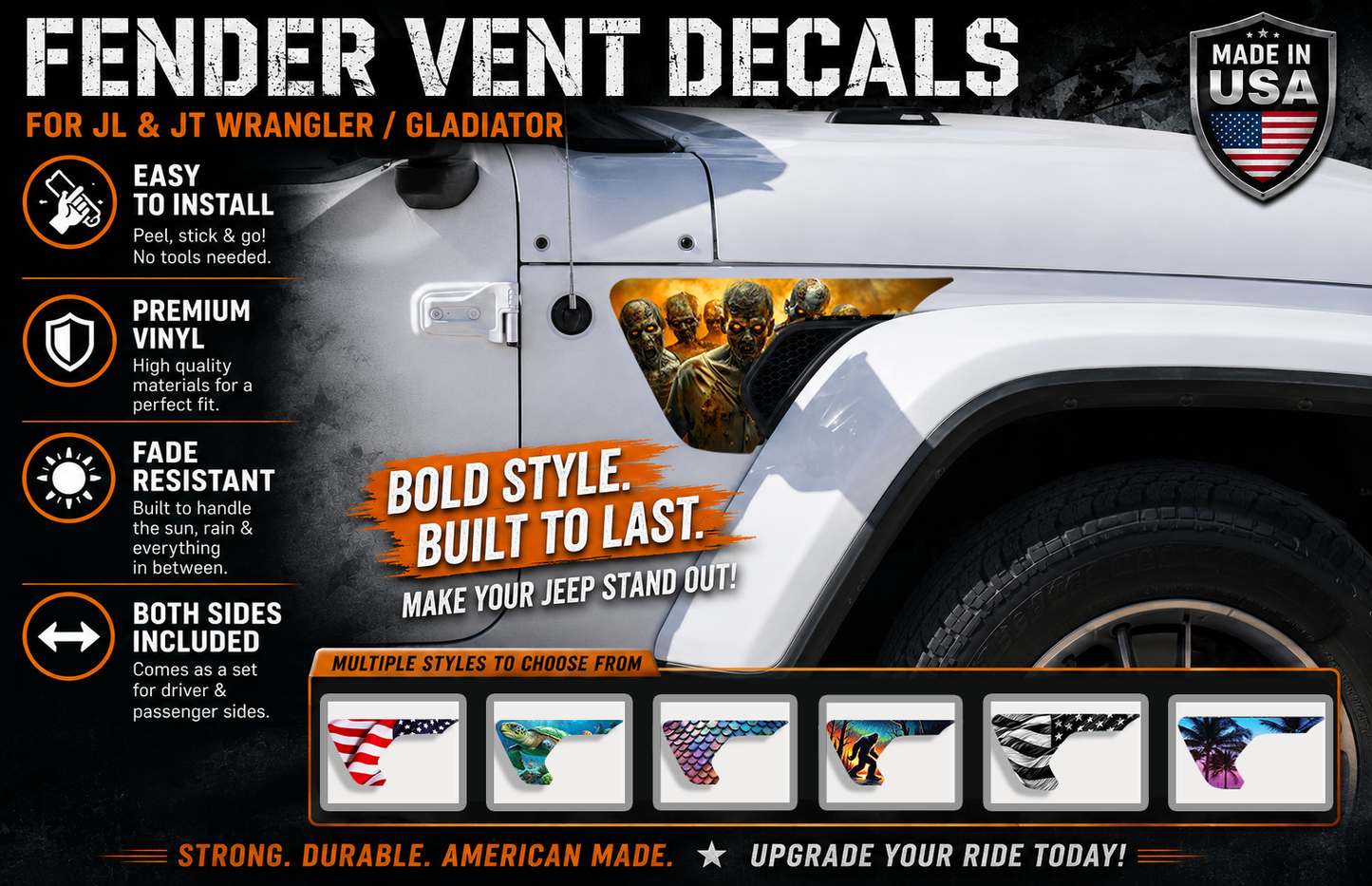 zombie fender vent for the JL or JT 2018 or newer 111