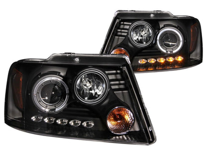 Anzo 2004-2008 Ford F-150 Projector Headlights w/ Halo and LED Black