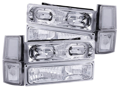 Anzo 1994-1998 Chevrolet C1500 Crystal Headlights w/ Halo Chrome w/ Signal