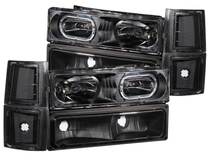 Anzo 1994-1998 Chevrolet C1500 Crystal Headlights w/ Halo Black