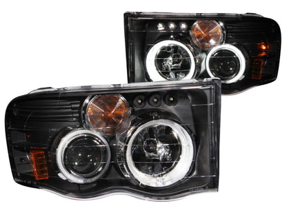 Anzo 2002-2005 Dodge Ram 1500 Projector Headlights w/ Halo Black (CCFL) G2