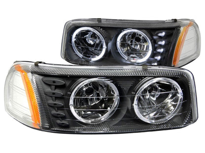 Anzo 1999-2006 Gmc Sierra 1500 Crystal Headlights w/ Halo and LED Black