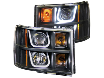 Anzo 2007-2013 Gmc Sierra 1500 Projector Headlights w/ U-Bar Black