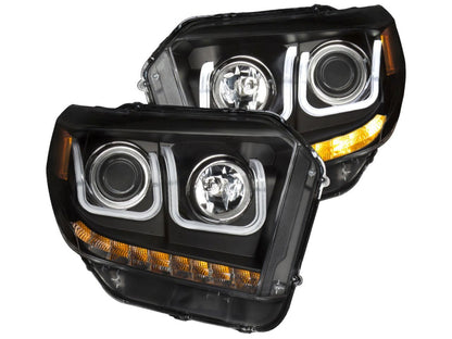Anzo 2014-2015 Toyota Tundra Projector Headlights w/ U-Bar Black w/ DRL