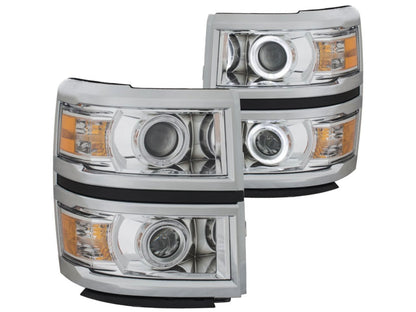 Anzo 2014-2015 Chevrolet Silverado Projector Headlights w/ Halo Chrome