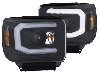 Anzo 14-17 GMC Sierra 1500 Projector Headlights w/ Plank Style - Black
