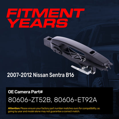 Exterior Door Handle Black Primed Replacement for Nissan Sentra B16 (2007-2012) (Smart Entry System w/o Sensor) OE Part # 80606-ZT52B, 80606-ET92A | Front Right Passenger Side w/o Keyhole