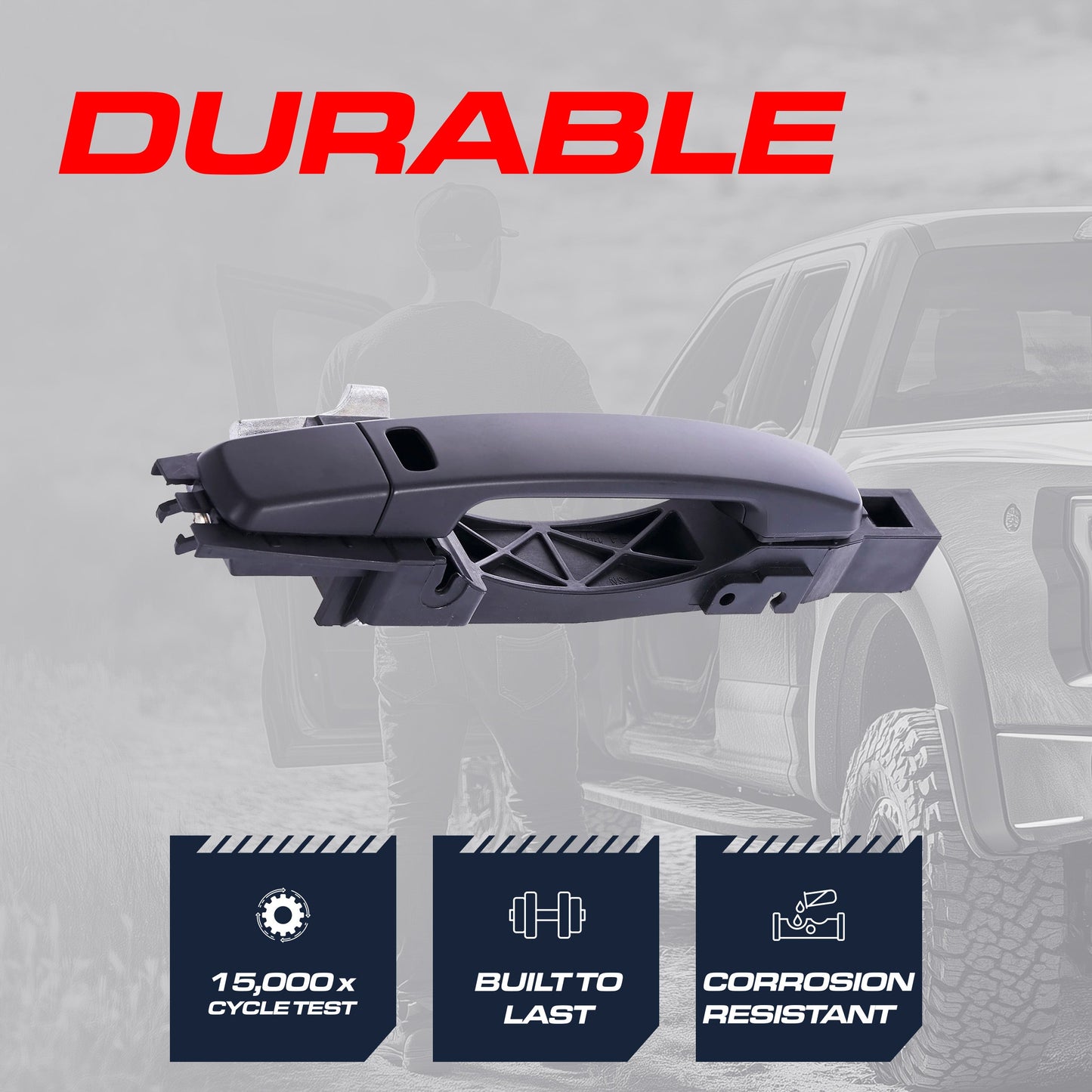 Exterior Door Handle Black Primed Replacement for Nissan Sentra B16 (2007-2012) (Smart Entry System w/o Sensor) OE Part # 80606-ZT52B, 80606-ET92A | Front Right Passenger Side w/o Keyhole