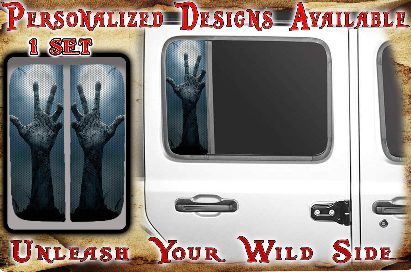 zombie hand Side door window decal  112