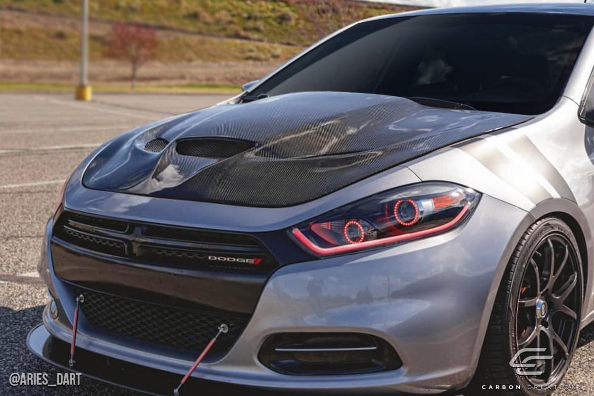 2013-2016 Dodge Dart Carbon Creations Hellcat Look Carbon Fiber Hood