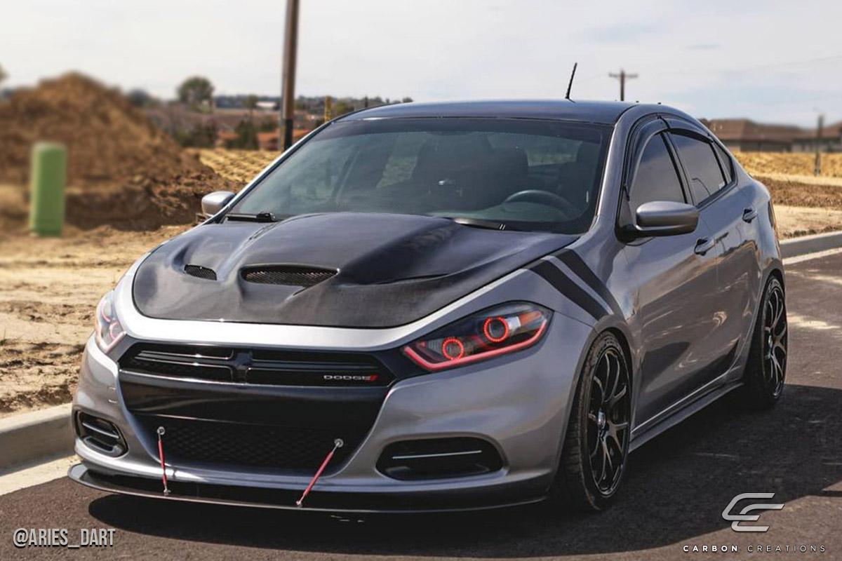 2013-2016 Dodge Dart Carbon Creations Hellcat Look Carbon Fiber Hood