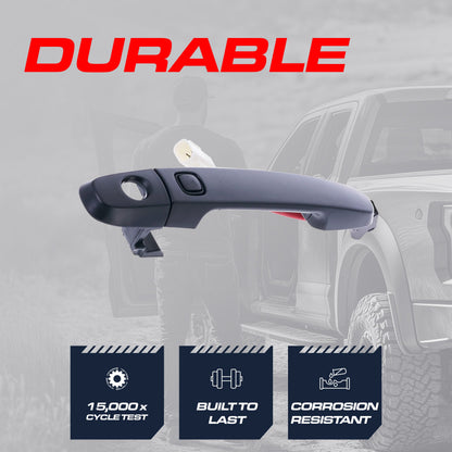 Exterior Door Handle Black Primed Replacement for Toyota Corolla (09-13), Prius (04-09), RAV4 (09-12) OE Part # 69210-02110-C1, 69210-12320-C1 | Front Left Driver Side w/ Keyhole Cap