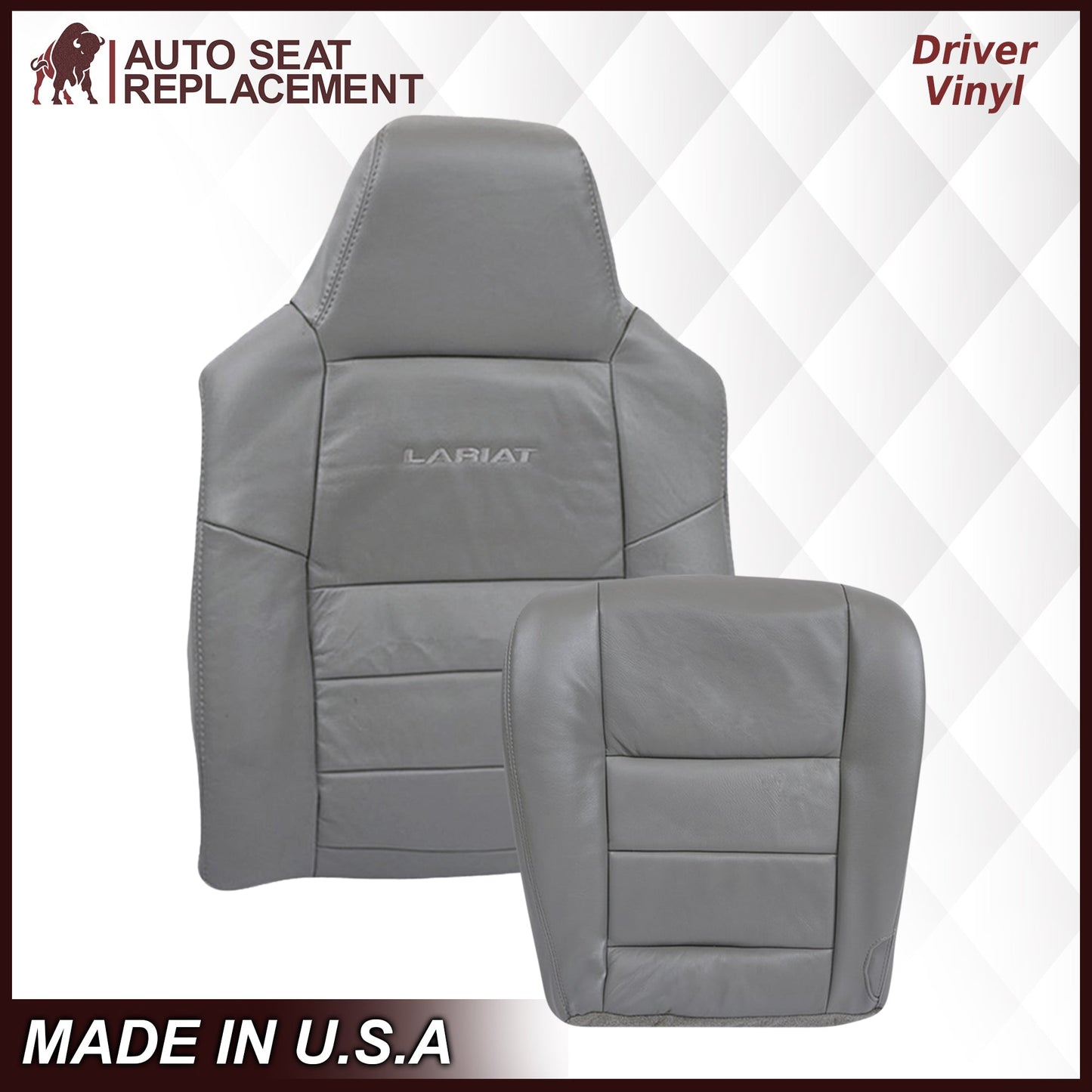 2003-2007 Ford F250/F350/F450/F550 Lariat Seat Cover in Flint Gray: Choose Leather or Vinyl