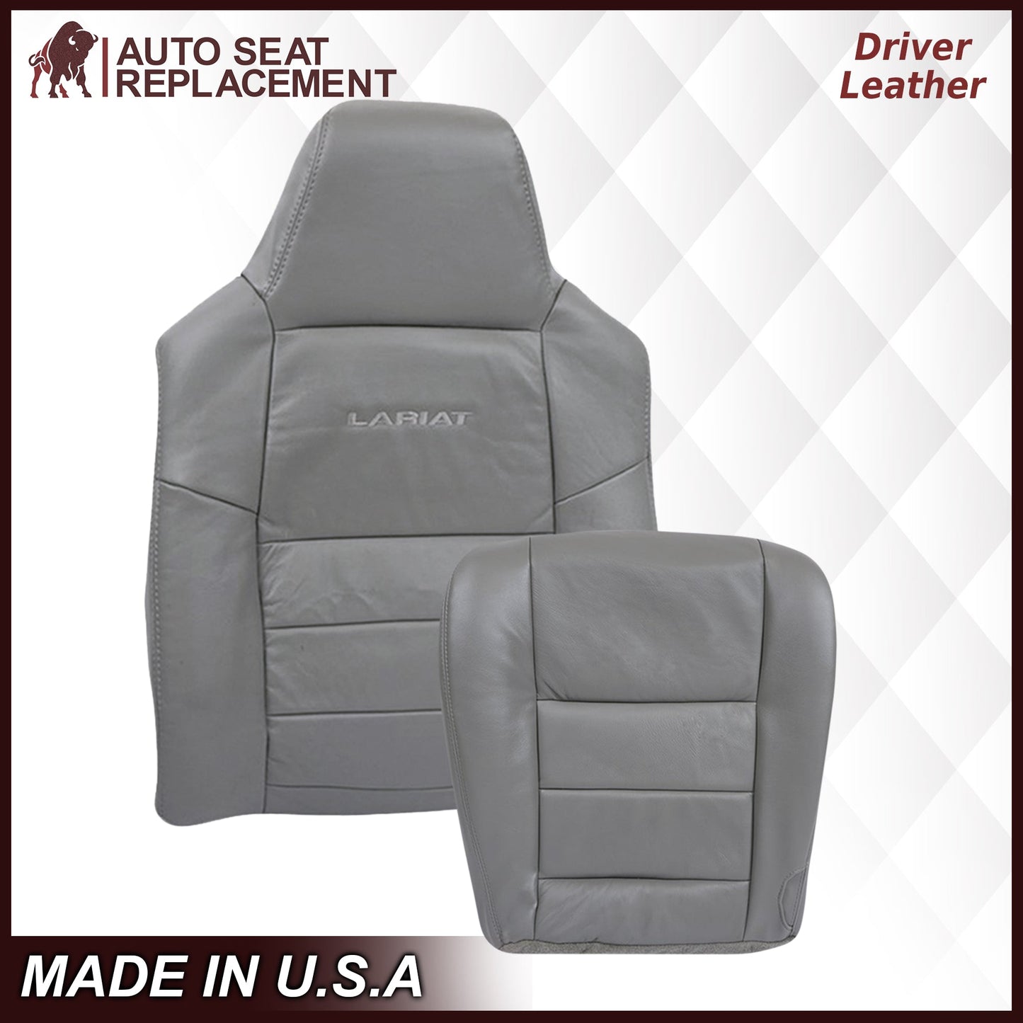 2003-2007 Ford F250/F350/F450/F550 Lariat Seat Cover in Flint Gray: Choose Leather or Vinyl