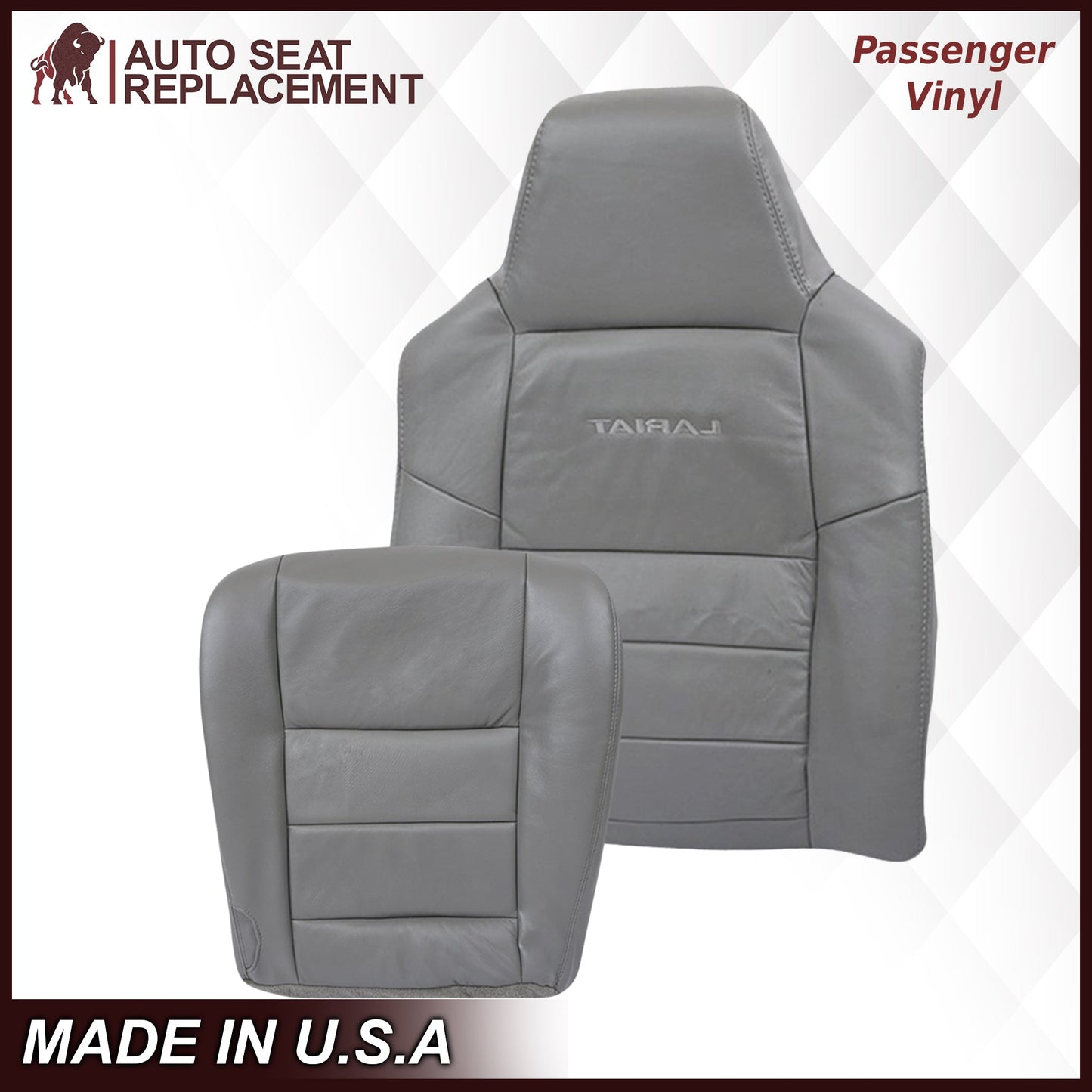 2003-2007 Ford F250/F350/F450/F550 Lariat Seat Cover in Flint Gray: Choose Leather or Vinyl