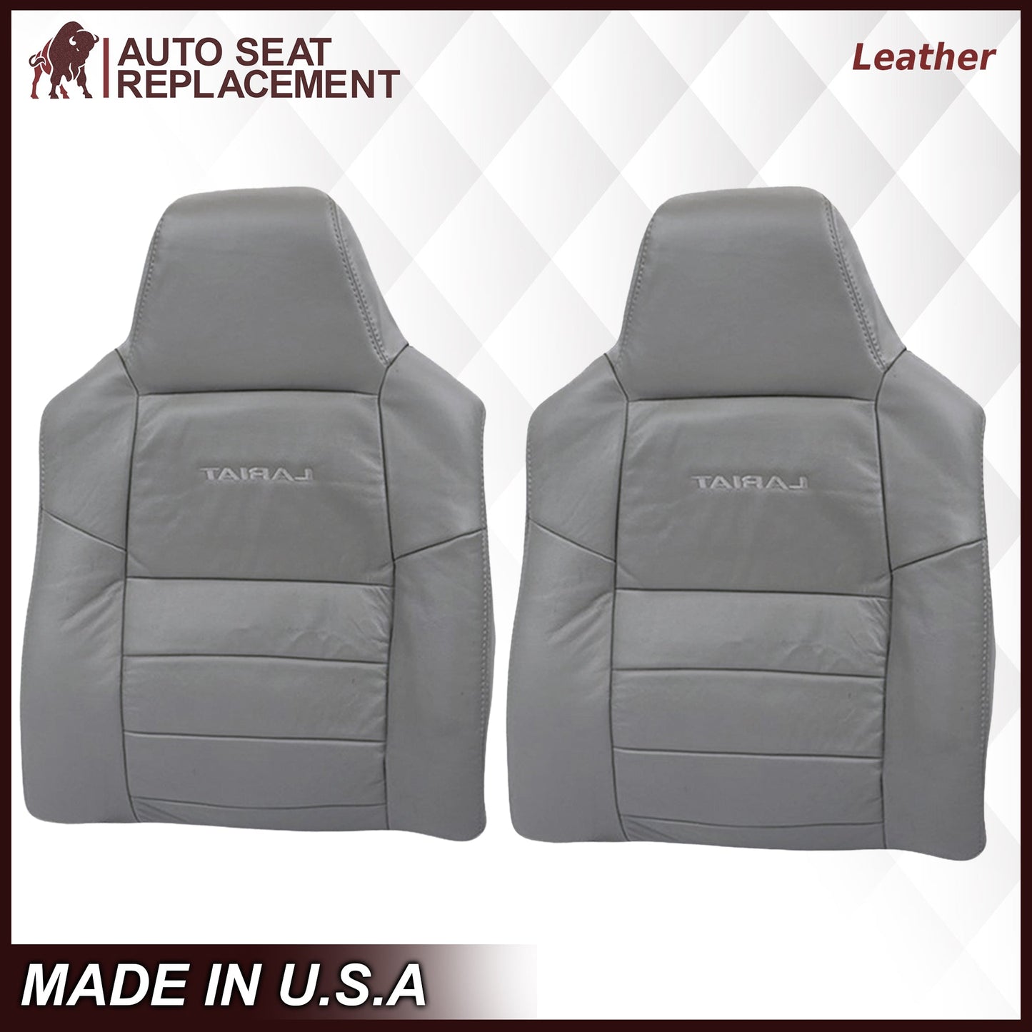 2003-2007 Ford F250/F350/F450/F550 Lariat Seat Cover in Flint Gray: Choose Leather or Vinyl