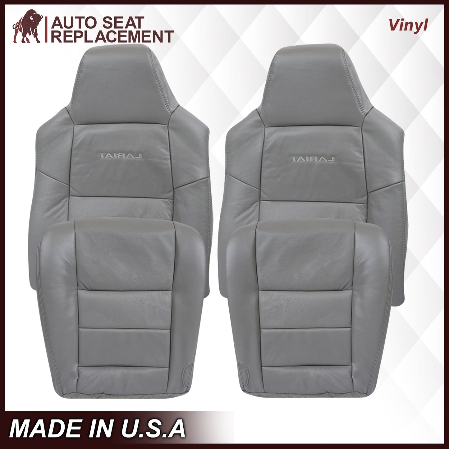 2003-2007 Ford F250/F350/F450/F550 Lariat Seat Cover in Flint Gray: Choose Leather or Vinyl
