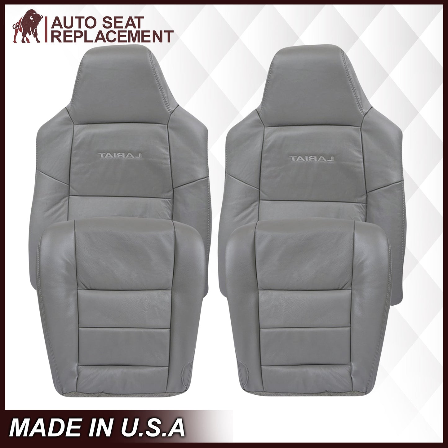 2003-2007 Ford F250/F350/F450/F550 Lariat Seat Cover in Flint Gray: Choose Leather or Vinyl