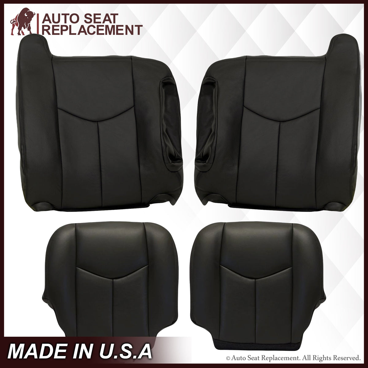 2003-2007 GMC Sierra Seat Cover in Dark Gray: Choose Leather or Vinyl