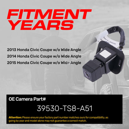 Honda Civic Coupe w/o Wide Angle (2013-2015) OEM Replacement Backup Camera OE Part # 39530-TS8-A51