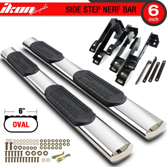 Fits 01-13 Silverado Sierra 6in SS Side Steps Running Boards
